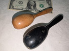 2 Antique Turned Wood Treen Sewing Darning Sock Darners Tools 5 1 2   5 3 4 In