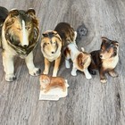 Vintage Ceramic Collie Dog Figurines Japan  Usa Lot Of 5 Please Read Details