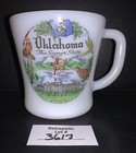 Federal Milk Glass Oklahoma Sooner State Souvenir Coffee Mug Vintage