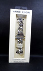 Anne Klein Black Leather Strap   Silver T  Chain Band For Apple Watch 42 44 45mm