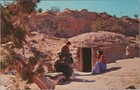Navajo Family At Entrance Of Their Hogan Native American Chrome Vintage Postcard