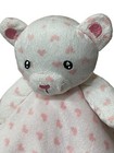 Betsey Johnson Thick Pink   White Bear Baby Lovey Plush Security Blanket Hearts