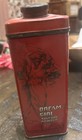 1920s Zanol Products Metal Dream Girl Talcum Powder Tin Gibson Girl Art Sexy Vtg