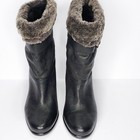 Stuart Weitzman Vintage Black Leather Shearling Cuff Boot 7 5 N Y2k Downtowngirl