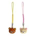 Set Of 2 Teddy Bear Brass Bell Charm Rilakkuma Two Cute Craft Cell Phone Strap