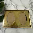 Vintage 90s Brass Picture Frame Small Metal Oval Insert Filigree Decor