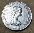 Turks And Caicos Islands          One Crown Coin 1986  queen Elizabeth Ii 