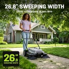 Steelite 26 8  Width Walk-behind Hand Push Floor Sweeper 6 4-gal Waste Container