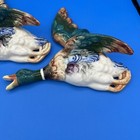 Pair Vintage Mid Century Wall Pocket Planters Flying Mallard Ducks