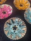 Lot 24 Vintage Aluminum Christmas Light Reflectors Flower Tin Foil Mid Century