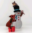    gemmy 6 Ft Tall Snowman Pet Pals Airblown Inflatable Dog   Cat Christmas Deco