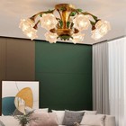 French Vintage Glass Flower Ceiling Light Cottagecore Flush Mount Chandelier