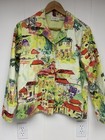 Vintage Jacket Womens Colorful Print Lightweight Button Front Artsy Boho