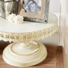 9 In  H White Decorative Cake Stand With Lace Inspired Edge