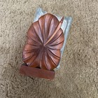 Vintage Hawaiian Etched Glass   Hand Carved Wood Homeware