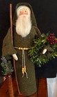 Handmade Primitive Santa With Wreath 