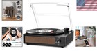 Vintage Black Vinyl Record Player With Bluetooth   Speakers - 3-speed Turntable
