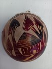 Gourd Bowl Wall Hanging With Etched painted Village Scene From Nicaragua