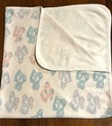 Carters White Blue Green Pink Teddy Bear Baby Blanket Cotton Pastel Vintage 90 s
