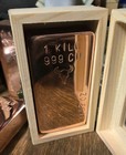 1 Kilo Hand Poured Solid Copper Bullion Bar  999 Pure Fine Copper Kg Ingot 