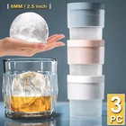 3pcs Slow-melting Large Round Ice Cube Mold Maker For Whisky Cocktails Silicone