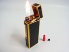 Working Dunhill Rollagas Lighter D Mark Black Lacquer Gold Flint   Adapter  b787
