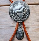 New Horse Animal Silver Coffee Round Rodeo Cowboy Bolotie Western Bolo Tie