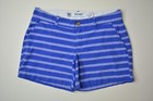 Old Navy Size 4 Regular Womens Royal Blue Striped Low Rise Chino Casual Shorts