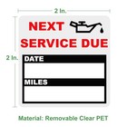 200 Count Clear Oil Change Stickers  2 X 2 Inches Removable Auto Maintenance 