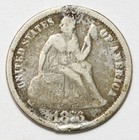 1876 10c Seated Liberty Silver Dime - Love Token - Initials Engraved Reverse