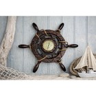 Vintage Wooden Ship Wheel Thermometer Nautical Maritime Coastal Decor