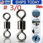 100 50x Rolling Barrel Swivel 220 Lb Fishing Swivels Solid Ring   3 0    
