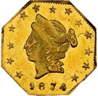 1874 G50c California Fractional Gold  Bg-930 Ms63 Prooflike Ngc 4 In 63 2 Finer 