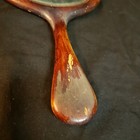 Antique Wooden Wood Hand Mirror With Beveled Glass Primative