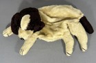 Vintage Mohair Pajama Bag Plush Dog Steiff  Puppy Zipper Pouch Black White