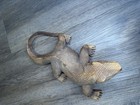 Handmade Hand Carved Wooden Lizard Figurine Reptile Sculpture