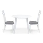 3 Pc Dining Table Set  2 Classic Style Solid Wood Warm Chairs With Round Table