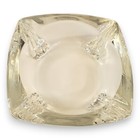 Vintage Glass Ashtray  Art Deco Style  Ribbed  4 25  Square  Heavy Cigarette Mcm