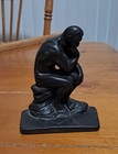 Vintage Black Cast Iron The Thinker Doorstop bookend