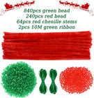 30 Pcs Christmas Beaded Ornament Kit Christmas Craft Wreath Bead Tri-shaped Diy