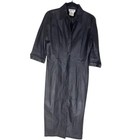 Vintage Bagatelle Black Leather Trench Dress Coat Size 10