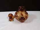 Moser Carlsbad Sand Carved Cameo Glass Perfume Bottle W  Floral Design