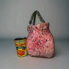 Murano Style Pink Black White Glass  Gift Bag Vase 10 5 h - 6 5w - 4 d