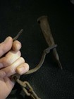 Antique Yuma Ball   Chain Cuffs Cast Iron Antiqu Shackles Cuffs Kansas Prison 