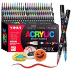 12 24 36 48 60 Colors Acrylic Paint Pens Markers Brush Tip Paint Markers