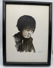Chinese Girl Crying Scene Oil On Canvas Painting Framed Signed