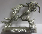 Masterworks Fine Pewter - Mermaid Playing In Ocean With Dolphins - 2  X 2-1 2 
