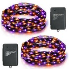 Halloween Fairy Lights Battery Operated 16 4ft 50 Led With 2 Pack Orange Purple