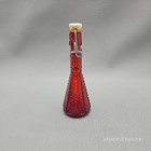 Vtg Small 6  Himark Ruby Red Glass Decanter Bottle Geometric Textured Retro