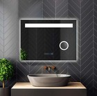 Led Lighted Frameless Smart Bathroom Mirror - Time temperature magnifying